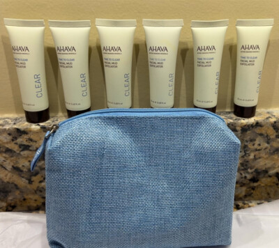 6X AHAVA FACIAL MUD EXFOLIATOR (0.51 oz - 15 ml) DEADSEA MINERALS + AHAVA CASE