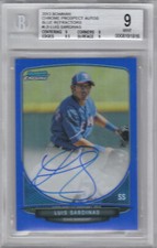 2013 Bowman Chrome Prospect Auto Blue Refractor Rangers Luis Sardinas /150 BGS 9