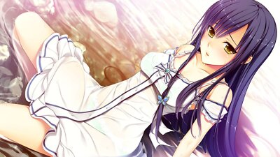 Anime blue hair dress game cg hoshi ori yume mirai Custom Gaming Mat Desk