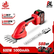 2 in 1 Cordless Grass Shear Shrubbery Trimmer Hedge Shears Cutters With 2Battery