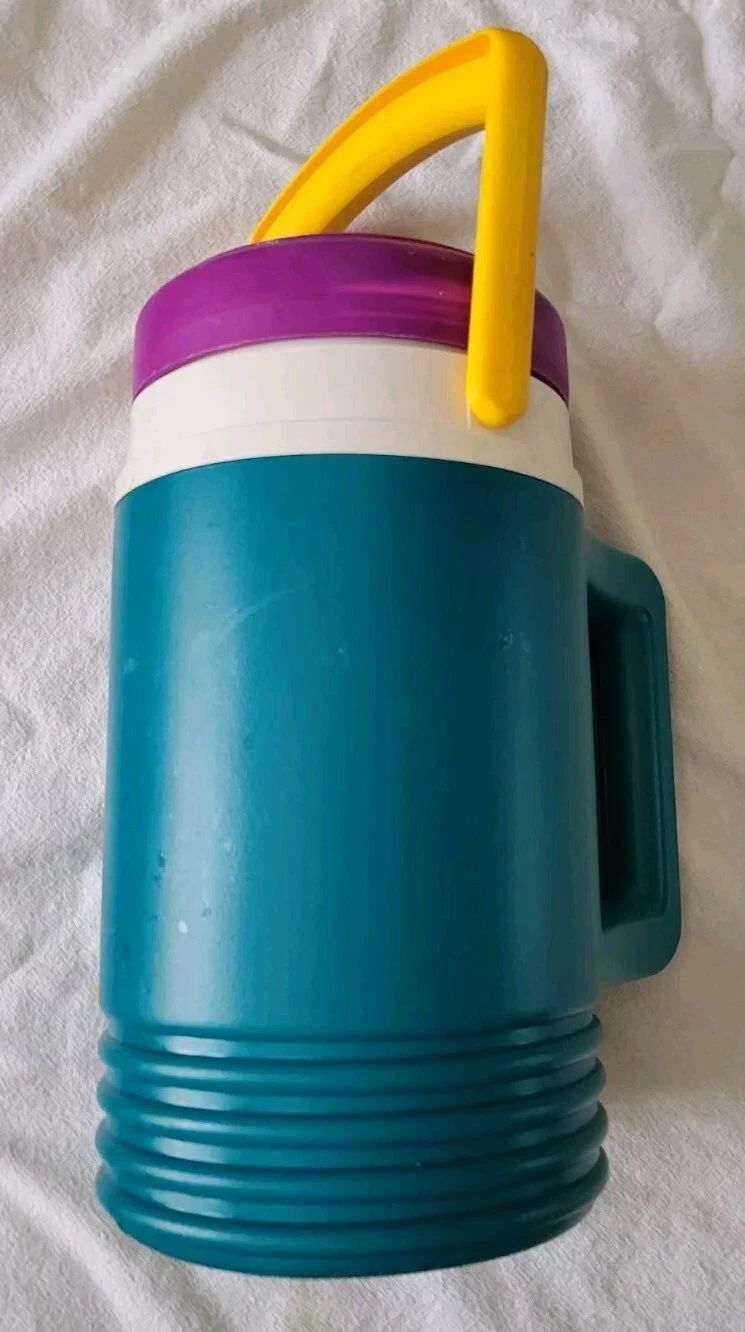 Vintage Igloo Drink Thermos Purple, Yellow, and Turquoise 80's Taco Bell Gallon