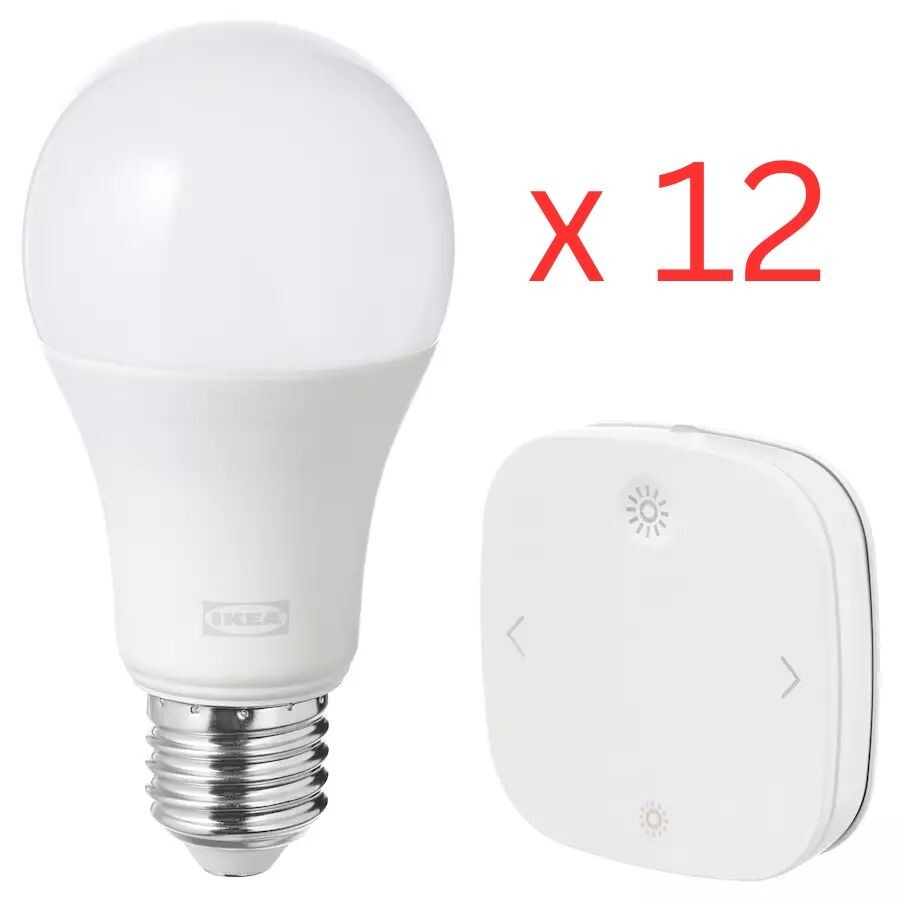 12 x IKEA E27 TRADFRI Smart Bulb Remote Kit Wireless Dimmable