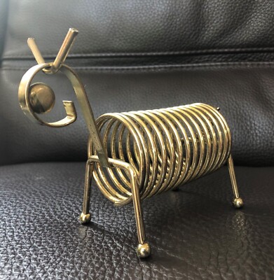 Gold Tone Dog or Horse Shaped Metal Coil Spring Letter Holder MCM Design 