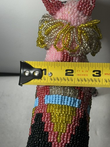 Beaded Pink Lion Figurine Handmade By Monkeybiz OOAK - Picture 8 of 9