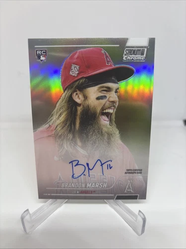 2022 Topps Stadium Club Chrome Auto Refractor Brandon Marsh Rookie RC ON CARD SP