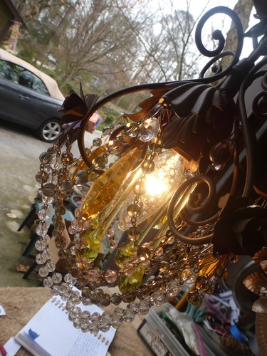 Vintage Antique Mid Century Crystal Chandelier Pendant Light Fixture 3824 B/B - Picture 2 of 11