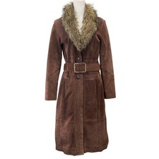Vintage Wilsons Leather Penny Lane Suede Coat Y2K Faux Fur Collar M Rocker Boho