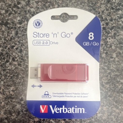 Verbatim Store 'n' Go 8GB USB 2.0 Red Flash Drive Retractable Connector 95507