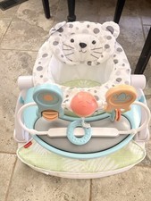 Fisher-Price Sit-Me-Up Floor Seat W/ Tray Toys Washable Seat Pad - Snow Leopard