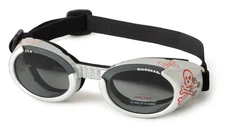 Doggles ILS Dog Protective Eyewear Silver Skull & Crossbones Design Size Medium