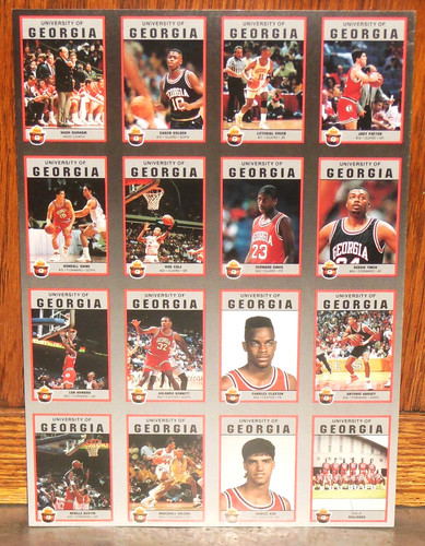 1990-91 SMOKEY BEAR w/ GEORGIA BULLDOGS BASKETBALL Team Card Set Uncut Sheet 16