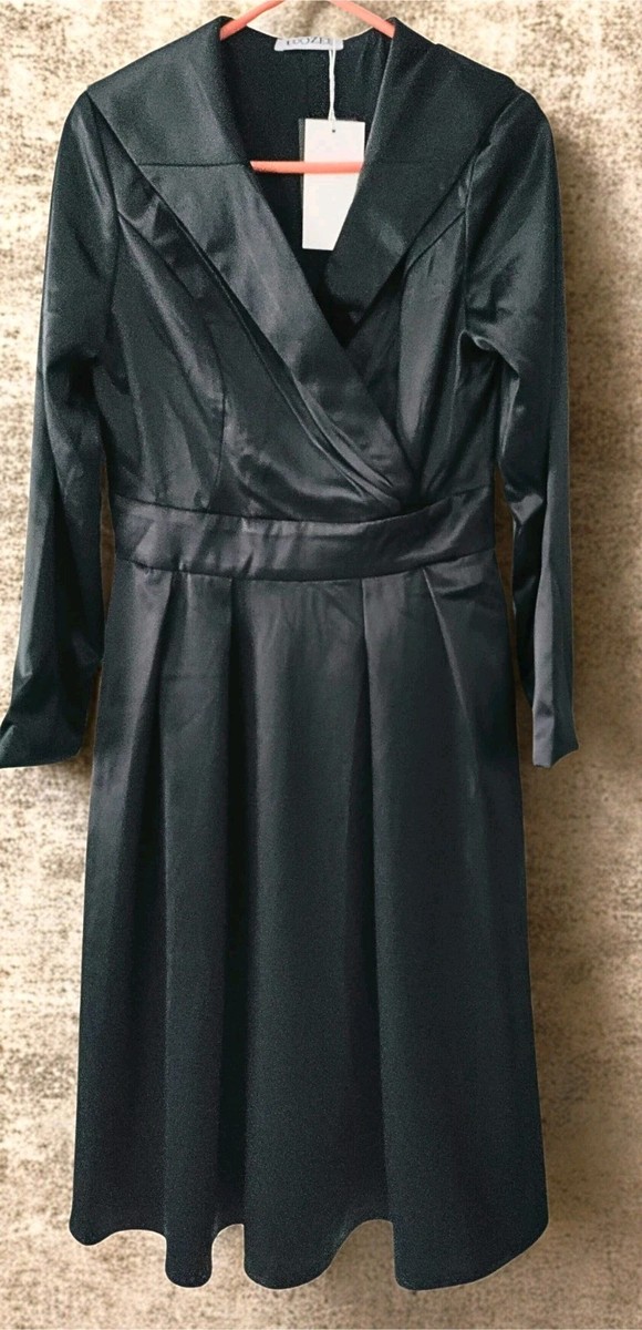 UOOZEE Black MidLength Dress  3/4 Sleeves, ALine, VNeck  Size S | eBay