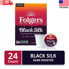 Folgers Black Silk Dark Roast Coffee 24 Count K-Cup Pods Keurig Brewed NEW