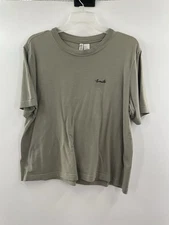 H&M divided women’s size medium T-shirt w/smile embroidered Green 090