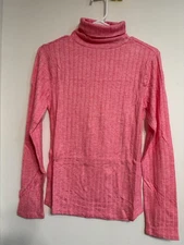 Zenana Woman Pink Ribbed Long Sleeve Turtle Neck Top