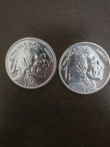 (2)   1 oz Silver Round - Buffalo - 9Fine Mint Mark On Reverse