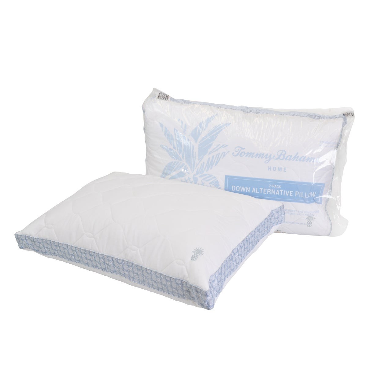 Tommy Bahama Quilted Pillow Medium-Firm 18" x 26", Blue, 2-Pack
