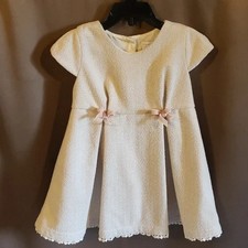 Tahari Elegant Cream Dress with Gold Detailing Girls Size 4
