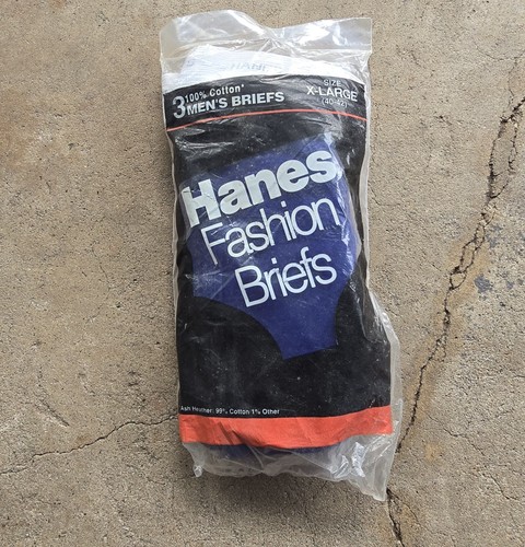 One Pack Three Pair Mens Vintage 90s Hanes Fashion Briefs Underwear XL