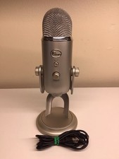 Logitech Blue Yeti USB Microphone Silver With Stand Tested Working