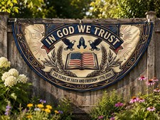 In God We Trust Eagle 250 Fence Flag