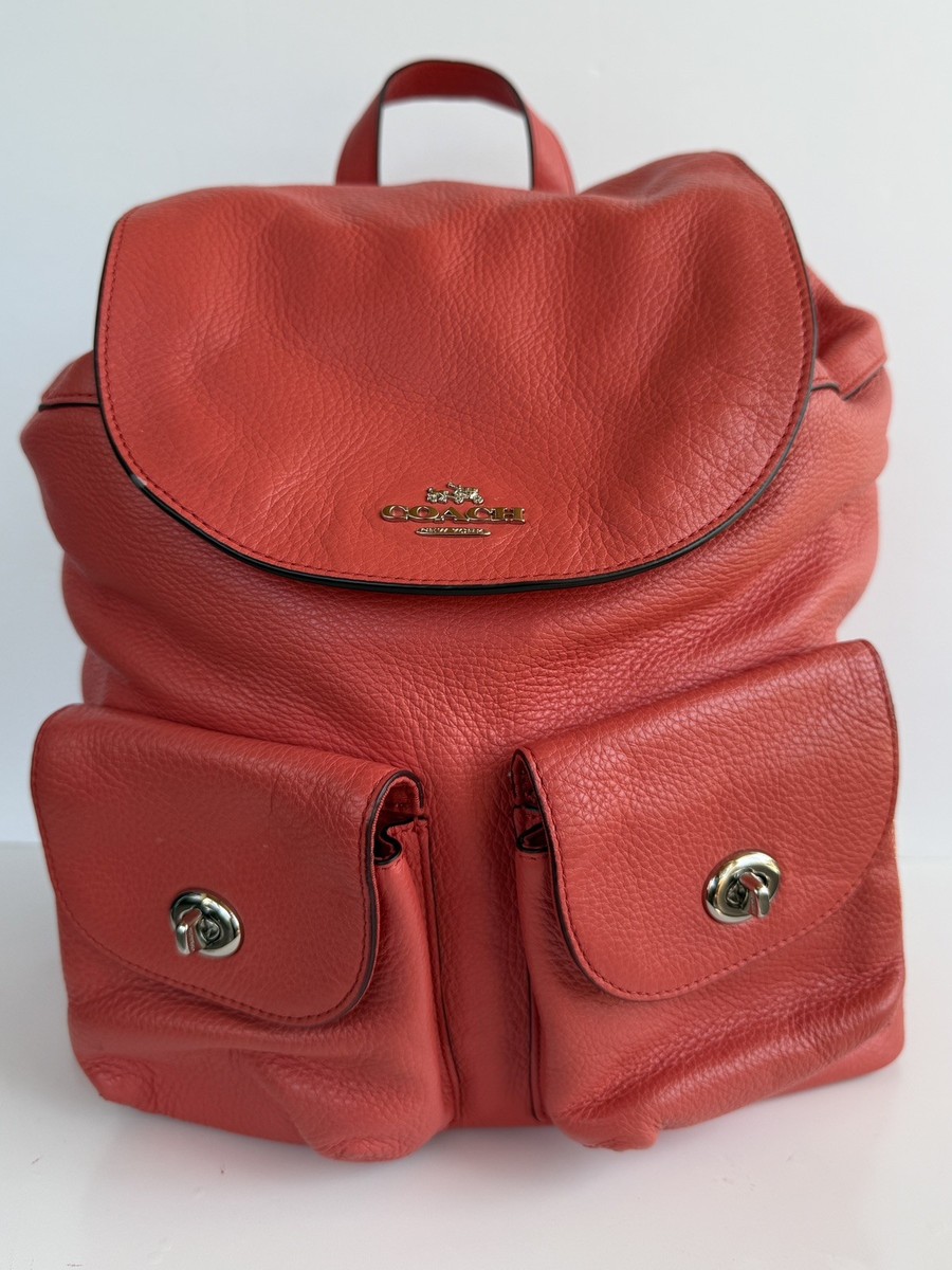 Coach Billie Rucksack Turnlock Red Pebbled Leather Women display picture 1