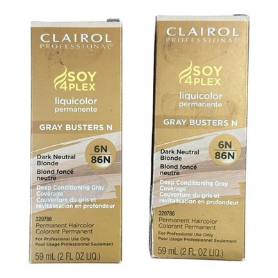 2 Clairol Professional Soy4Plex Liquicolor Permanente 6N Dark Neutral Blonde NEW