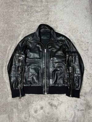 Dirk Bikkembergs Sport Couture Black Leather Zipped Biker Jacket Size 54