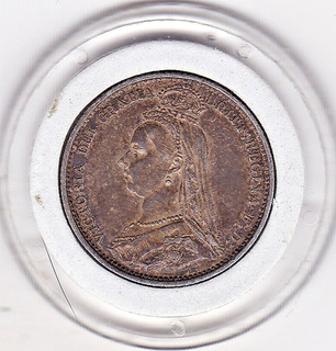1887 Queen Victoria Sixpence (6d) Silver (92.5%) Coin