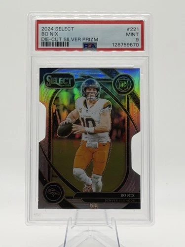 Bo Nix (RC) Grade PSA 9 - 2024 Panini Select Silver Prizm Die-Cut Rookie #117