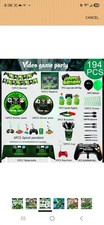 Video Game Birthday Party Supply Kit Green/Black Banner Balloons Napkins