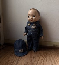 Vintage Buddy Lee Railroad Engineer Lee Denim Overalls/Cap Hard Plastic Doll 13