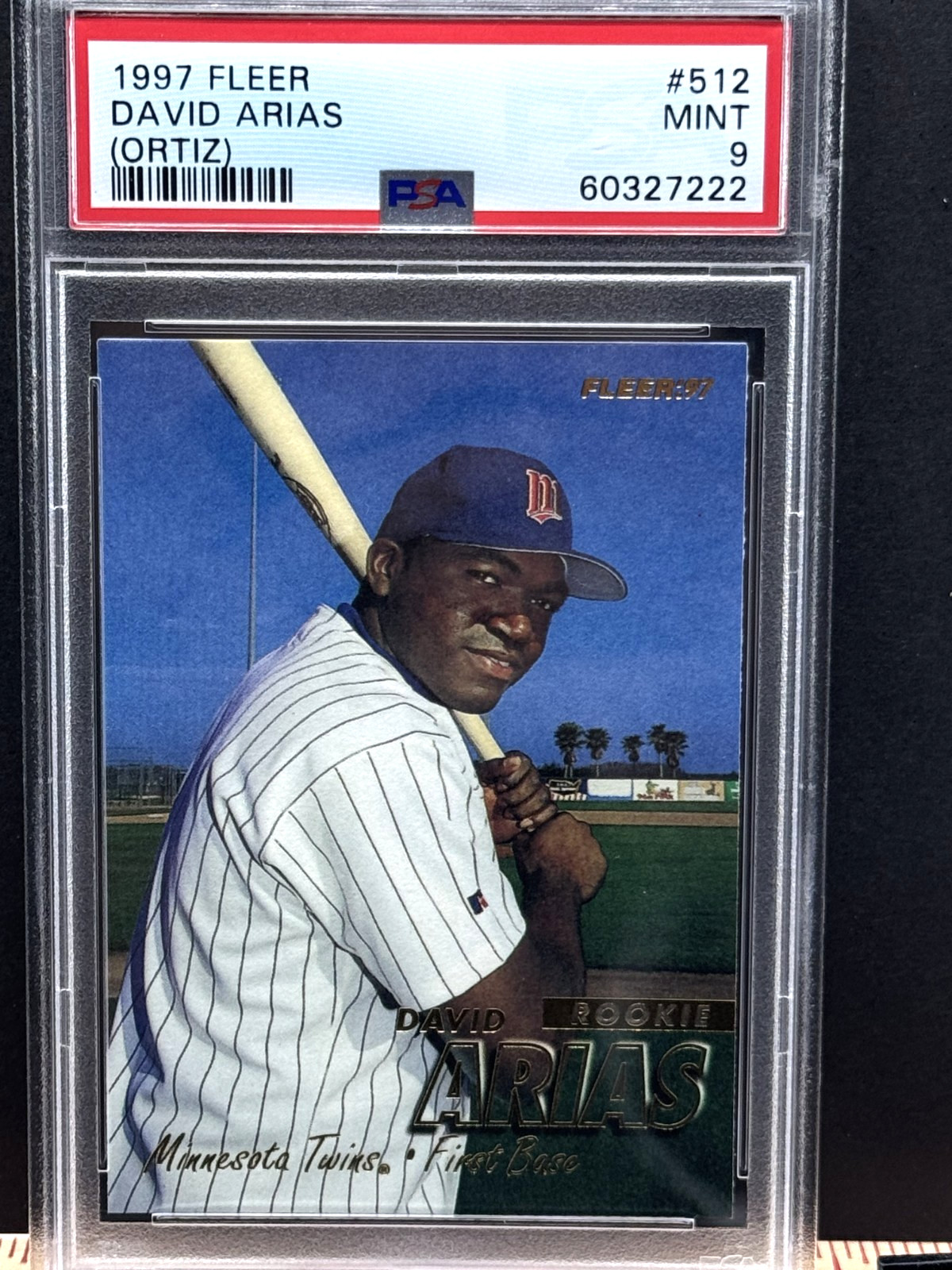 1997 Fleer David Ortiz Arias # 512 PSA Mint 9 Beautiful eye appeal
