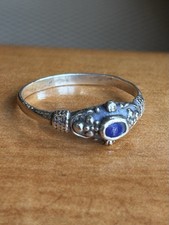 Vintage Ring Blue Lapis Lazuli Stone 950 Sterling Silver Band Size 7