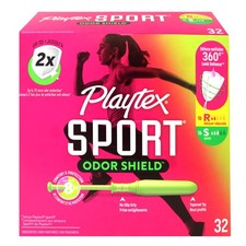 Playtex Sport Odor Shield Tampons (16ct Regular/16ct Super), Unscented, 32 Count
