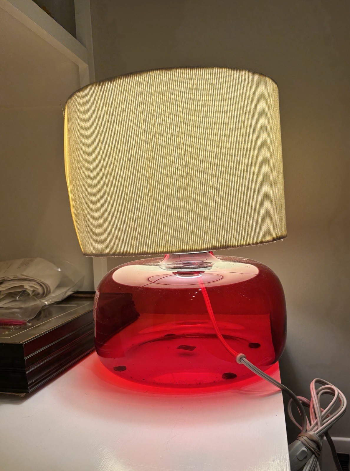 Rare Vintage IKEA Sweden B0211 Red Handblown Glass Table Lamp