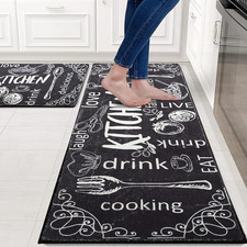 40 by 60Cm and 40 by 120Cm Kitchen Rug Mat Set of 2 Kitchen Mats Non Slip Washab