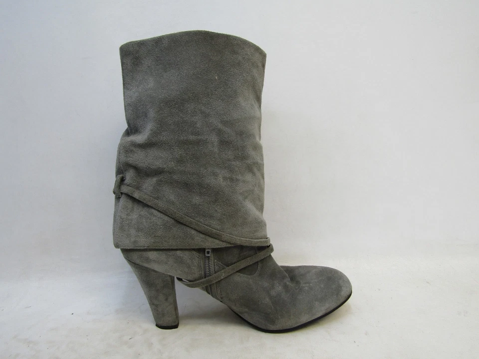 Botas de Moda Enzo Angiolini Talla 10 M Gris Gamuza Hebilla con Cremallera 10" Media Pantorrilla Foto 4 de 4