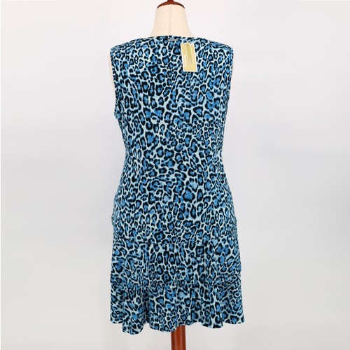 Michael Kors Women Blue Animal Print Knit Cotton Sleeveless Mini Dress Size XXL - Picture 3 of 4