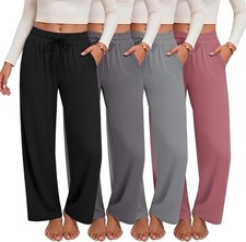 4 Pack Wide Leg Sweatpants Women - Comfy Lounge Yoga Pants with Pockets Premium