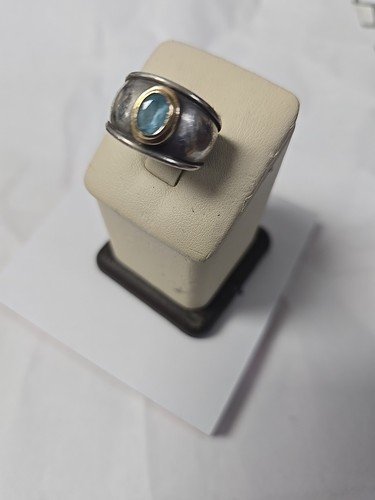 Nicht mehr produziert James Avery 18k/Sterling Aquamarin blau Ring Größe 8