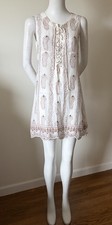 Guess Aubry Cream Lace-Up Paisley Mini Fairy Dress Size S New With Tag