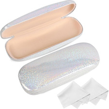 Glasses Case, 2 Pack Eyeglass Case with Cleaning Cloth, Glasses Case Hard Shell