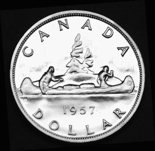 1957 $1 silver proof like UNC MS coin in a paper flip flawless