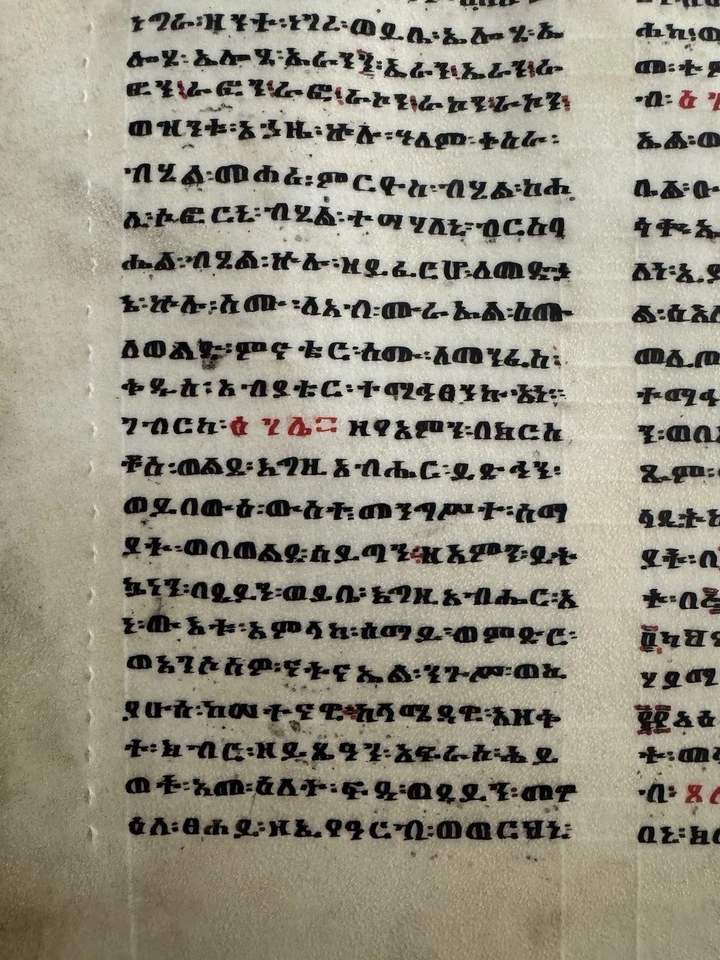 African Christian Bible Geʽez Manuscript Leaf on Vellum Psalter Dawit 18th rare - Image 3 of 4