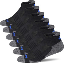 Men'S Cushioned Athletic Running Ankle Socks Size 13-15 Black 6 Pairs