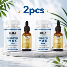 2 SETS-Bella All Natural D3K2 Drops Probiotic...