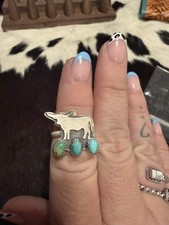 925 Sterling Silver longhorn Turquoise Ring N...