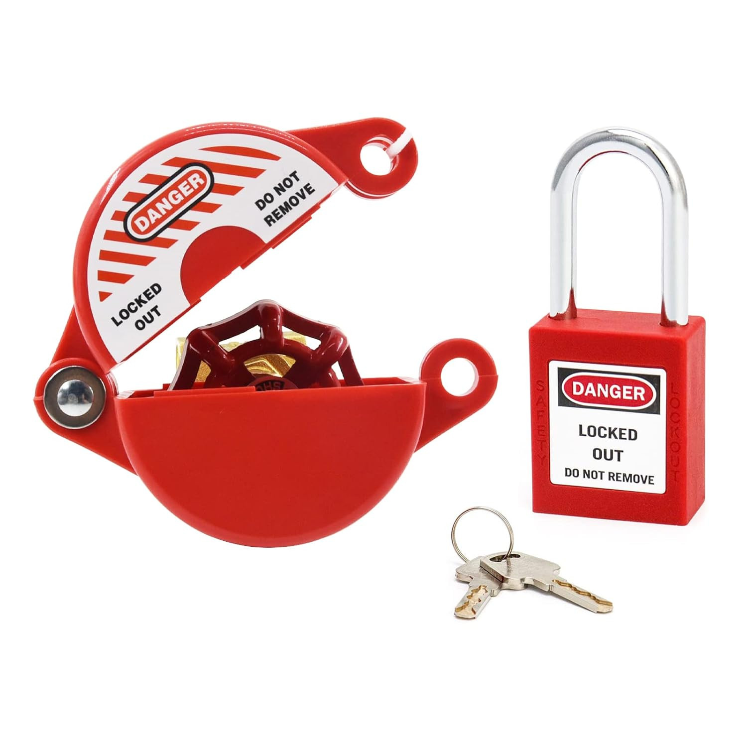 Gate Valve Lockout and Safety Padlock,1Set, Hose Bib Lock for Outdoor Faucet K