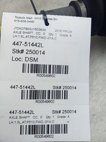 12 13 14 15 16 17 18 19 TOYOTA PRIUS C FRONT DRIVER LEFT AXLE SHAFT - Bild 5 von 12